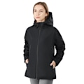 Miniatyrbillede 1 af 4: COSTWAY Trenchcoat til kvinder, regnjakke med hætte, vind- og vandafvisende udendørsjakke i nylon, langærmet, sort, L Svart S