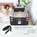 Miniatyrbillede 3 af 4: COSTWAY Babyparaplyseng med 5 i 1 foldemadras - Puslebord, spilledåse - 3 legetøj - 4 justerbare armlænshøjder - Grå Grå