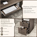 Miniatyrbillede 3 af 6: COSTWAY L-formet Computerborde, Skrivebord i hjørne med skuffer, Skab og Tastaturbord, 168x168x76cm