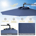 Miniatyrbillede 5 af 6: Parasol Déporté φ300 x 245cm - COSTWAY - med 32 LED - Krydsbase - Vinkeljustering - Knage - 360° Rotation - Marine
