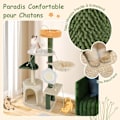 Miniatyrbillede 2 af 6: COSTWAY Multi-Level Katte træ med Søde Blomster, Plys Øverste Platform, Hule, Kradsebræt og Sisal Plade, Bold