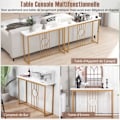 Pikkukuva 2 / 6: COSTWAY-konsolipöytä, Marmoriefekti Sisääntulohuonekalut 120 x 30 x 80,5 CM (P x L x K) - Kultainen metallikehys, skandinaavinen tyyli vitt och guld