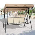 Miniatyrbillede 1 af 6: COSTWAY Havemøbel 3 Sæder i Polyester og Stål med Justerbart UV-Beskyttende Tag til Balkon, Terrasse 170 x 110 x 150CM