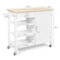 Pikkukuva 4 / 4: COSTWAY keittiövaunu/pyörillä oleva vaunu - 100 x 48 x 90 CM - Keittiösaareke - Laatikot - Kaappi - Pyyhehylly - Valkoinen