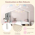 Miniatyrbillede 3 af 6: COSTWAY enkeltseng 200 x 90 cm med skrivebord, platformseng med kroge og skuffer, 18 trælameller, hvid grå sengeramme Vitt och grått