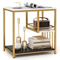 Miniatyrbillede 1 af 6: COSTWAY 3-tiers fod i imiteret marmor med opbevaringshylder, metalstel, moderne til stue, soveværelse