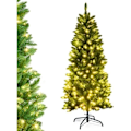 Miniatyrbillede 1 af 4: COSTWAY 150 cm kunstigt LED juletræ - 150 varme hvide lys - 300 pvc grene - jernstativ - juledekoration - langline design Grön