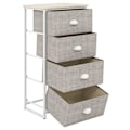 Miniatyrbillede 2 af 4: COSTWAY kommode med 4 stofskuffer, med metalramme, folde, til soveværelse, entré, stue, gang, 45 x 30 x 94 cm, Grå Grå