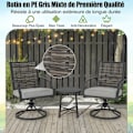 Miniatyrbillede 2 af 6: COSTWAY 3 STK Havebord og stolesæt, sædehynder, 2 drejelige kurvestole med gårdhave sofabord >Rottingfärg: Mixed Grey >Bågfärg: 