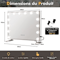 Miniatyrbillede 4 af 4: COSTWAY Hollywood Makeup Spejl, 14 LED-lys, Intelligent Touch Control, 3 lysfarver, Justerbar lysstyrke
