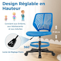 Miniatyrbild 3 av 4: COSTWAY Ergonomisk kontorsstol i mesh, justerbar sitthöjd 41-53 cm, för barn, tonåring, vuxen, blå Blå