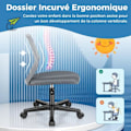 Miniatyrbillede 3 af 4: COSTWAY Ergonomisk mesh kontorstol, justerbar sædehøjde 41-53 cm, til børn, teenagere, voksne, grå Grå
