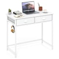 Miniatyrbillede 1 af 6: COSTWAY Computer Desk med 2 Stofskuffer - 4 Hængende Kroge 90 x 45 x 75 cm - Metalramme til Stue og Soveværelse