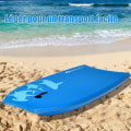 Miniatyrbillede 4 af 4: COSTWAY Surfboard 33 Tommer Bodyboard i XPE og HDPE med 90CM Snor til Begyndere, Amatører Blå i Haj Blå