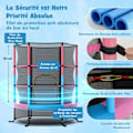 Miniatyrbillede 3 af 6: COSTWAY Have Trampoline til Børn Ø165CM, med Sikkerhedsnet, Fjedersupport og Stålstruktur, Macaron