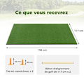 Miniatyrbillede 4 af 4: COSTWAY golfslagmåtte 152x117x3,2 cm - Syntetisk græs - 2 tee-positioner - 2 justeringspinde - 6 forborede tee-huller