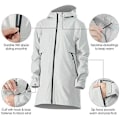 Miniatyrbild 2 av 4: COSTWAY Trenchcoat dam regnjacka med huva, vattentät vindtät nylon utomhusjacka för resor Grå Grå M