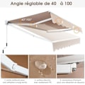 Miniatyrbillede 4 af 6: COSTWAY Butik Banne Auvent Manuel 245x200CM Justerbar Vinkel 40°-100° uden Boring til Vindue/Balkon/Haven Beige