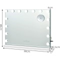 Miniatyrbild 4 av 6: COSTWAY Hollywood Makeup Mirror - 15 lampor, 10x förstoringsglas, pekskärm, 3 dimningslägen, Smart Bluetooth, USB - 58x48CM