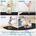 Pikkukuva 2 / 4: Taitettava voimistelumatto 240x116x5cm COSTWAY-4-kerroksinen PU-vaahto-2 kahvaa-koukku- ja silmukkakiinnitin-irrotettava kansi-musta