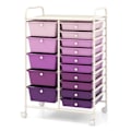 Pikkukuva 1 / 6: Rullateline COSTWAY-15 Irrotettavaa Laatikoita-4 Pyörää (2 Jarrulla)-63 x 37 x 87 CM-A4 ja Kirje-Muoto-Violetti