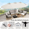 Miniatyrbild 3 av 6: COSTWAY Dubbel XXL Parasol 464x286x198cm - Bas ingår 2 Sandsäckar - UV-skydd 12 Ribbor - Rektangulär Vevarm Beige