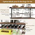 Miniatyrbillede 2 af 6: COSTWAY Fritstående vinreol til 7 flasker og 16 glas, 4-lags flaskeopbevaringsenhed, 4 rækker glasholdere Rustik brun