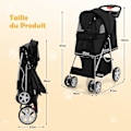 Miniatyrbillede 4 af 4: COSTWAY Foldbar Pet Buggy Klapvogn 4 Hjul Belastning 15KG Katte/Hundevogn med kopholder og opbevaringskurv Sort