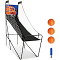 Miniatyrbild 1 av 4: COSTWAY hopfällbar arkadbasketboll för barn med elektronisk poängspelare, summer, 3 pumpbollar Korgdiameter 32 cm Ålder 8+