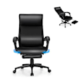 Miniatyrbillede 1 af 4: COSTWAY Drejelig kontorstol Ergonomisk tilbagelænet ryglæn med højdejusterbar fodstøtte 62 x 71,5 x 109-119 cm Sort Svart