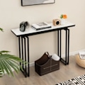Pikkukuva 2 / 4: COSTWAY-konsolipöytä, marmoriefekti - 110 x 30 x 81 CM, skandinaaviset eteisen kalusteet, musta metallikehys Vit och svart