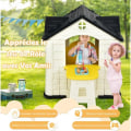 Pikkukuva 2 / 4: COSTWAY Lasten leikkimökki - 164x124x132 CM, Leikkimökki piknikpöydällä, Keltainen Anti-UV HDPE -puutarhatta Beige och gul