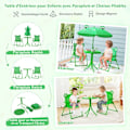 Miniatyrbillede 5 af 6: COSTWAY Picnicbord 4 Dele til Børn - 2 Foldestole - en Højdejusterbar Parasolf 120-128cm Mørkegrøn