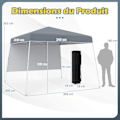 Miniatyrbild 6 av 6: COSTWAY Pop-Up Fälltält 3 x 3 M med 1 Sidovägg - Solskydd UPF50+ - Bärbar Ryggsäck för Camping, Grå