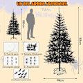 Miniatyrbillede 4 af 4: COSTWAY juletræ 183 cm med 250 lilla lys 791 PVC grene og ornamenter Halloween automatisk træ sort Svart