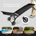 Miniatyrbillede 3 af 4: COSTWAY Loungestol til Have, 6 Justerbare Positioner, 2 Hjul, til Swimmingpool, Have og Have, Kapacitet 150kg, Sort