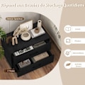 Miniatyrbillede 3 af 4: COSTWAY stabelbar kommode med 2 skuffer, med anti-tip-sæt, til soveværelse, stue, kontor, 60 x 34 x 38 cm, sort