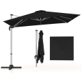 Miniatyrbillede 1 af 4: COSTWAY 3 m firkantet forskudt parasol med krydsstangsbase, aluminium 360° drejelig vippearm 8 ribber, sort