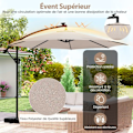 Miniatyrbillede 2 af 6: Parasol Deporter 3M med Base 96 LEDs - COSTWAY - Solbeskyttelse - Tipping Rotation 360° - 2 Sandposer - 8 Stænger Beige