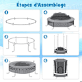 Miniatyrbillede 6 af 6: COSTWAY Have Trampoline til Børn Ø165CM, med Sikkerhedsnet, Fjedersupport og Stålstruktur, Macaron