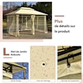 Miniatyrbillede 4 af 4: COSTWAY Barnum Pergola Gazebo 3,9 x 2,9 x 2,7 M-Aftageligt myggenet-6 vægge-Dobbelttag-Markise Polyesterstof-Beige Beige