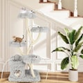Miniatyrbillede 2 af 6: COSTWAY Multi-niveau Katte træ 165 CM, 4 Polstrede Platforme, Sisal Kradsetræ, 2-i-1 Condo Privat Niche, Grå Grå