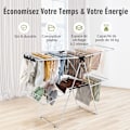Miniatyrbillede 2 af 6: Foldable Tumble Dryer COSTWAY - 33 Bars, 26 Sock Clips - 2-Level Drying Rack Large Drying Surface in Steel