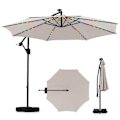 Miniatyrbillede 1 af 6: Parasol Deporter 3M med Base 96 LEDs - COSTWAY - Solbeskyttelse - Tipping Rotation 360° - 2 Sandposer - 8 Stænger Beige