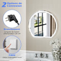 Miniatyrbillede 4 af 4: COSTWAY 60 x 54 cm Badeværelsesspejl, 3 farver, Hukommelsesfunktion, Touch Switch, Anti-dug funktion, White Edge