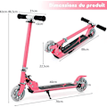 Miniatyrbillede 6 af 6: COSTWAY Sammenklappelig børnescooter 2 blinkende LED-hjul Justerbar Højde Max belastning 70 kg Børn fra 4 til 15 år Pink Scooter