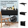 Miniatyrbillede 3 af 6: COSTWAY Foldevægbord - Sammenklappelige plader 80×60 cm (L x B) - Foyermøbler til Studerende, Lejligheder, Køkken Sort