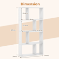 Miniatyrbillede 4 af 4: COSTWAY Geometrisk reol med 4 niveauer, H 120 cm, åbne opbevaringshylder med 8 rum, til kontor i stue soveværelse, hvid Vit