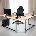 Miniatyrbillede 1 af 4: Hjørneskrivebord computerbord 168 x 125 x 74 cm computerbord i træ med 6 justerbare metalben
