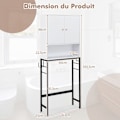 Miniatyrbillede 5 af 6: COSTWAY toiletenhed over toilet med 2 døre, justerbar hylde, justerbar bundstang, 2 sidekroge, hvid